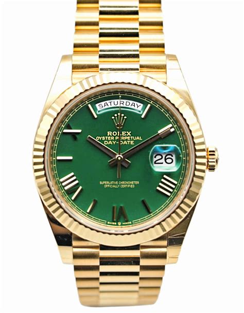 rolex watch green gold|rolex day date 40 yellow gold.